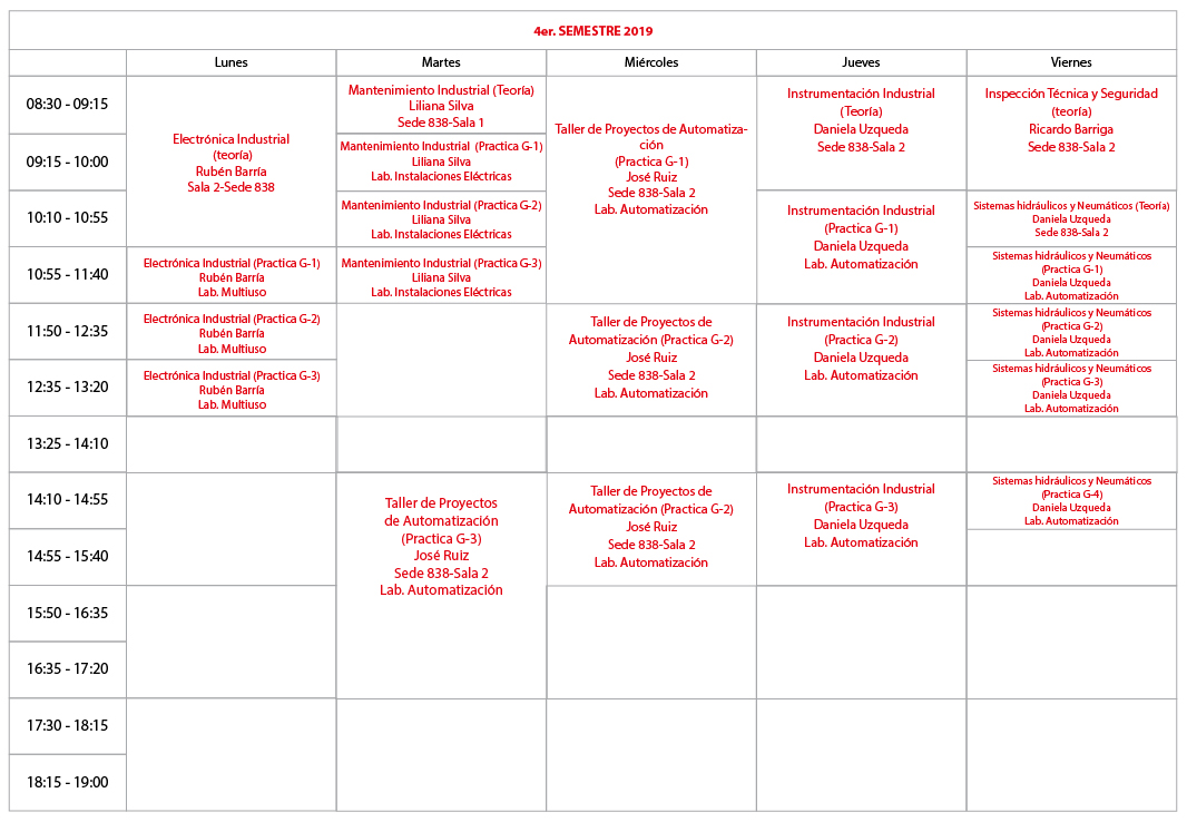 Horario 2do Semestre 02